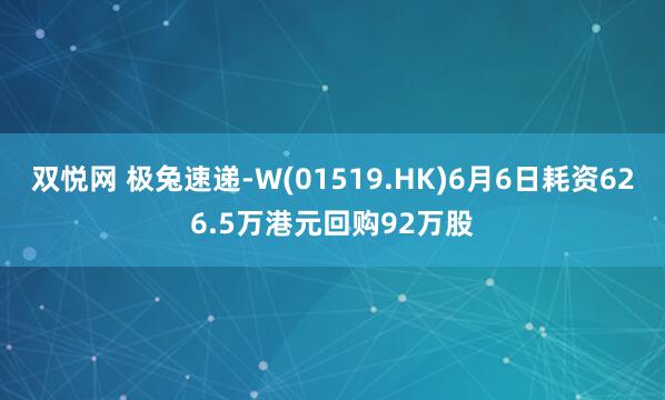 双悦网 极兔速递-W(01519.HK)6月6日耗资626.5万港元回购92万股