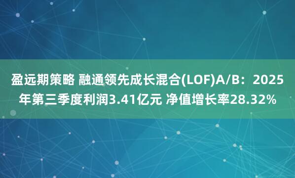 盈远期策略 融通领先成长混合(LOF)A/B:2025年第三季度利润3.41亿元 净值增长率28.32%