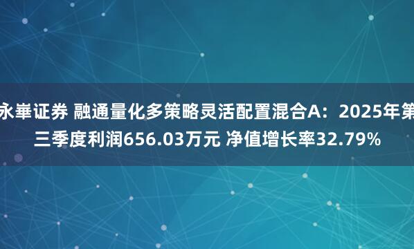 永崋证券 融通量化多策略灵活配置混合A:2025年第三季度利润656.03万元 净值增长率32.79%