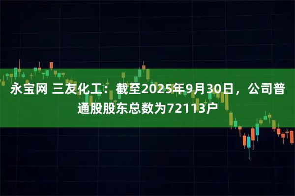 永宝网 三友化工：截至2025年9月30日，公司普通股股东总数为72113户